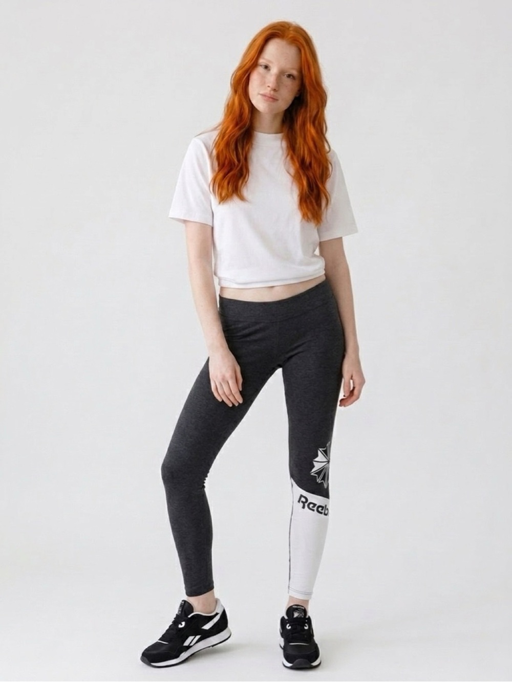 Reebok Black and White Graphic Leggings